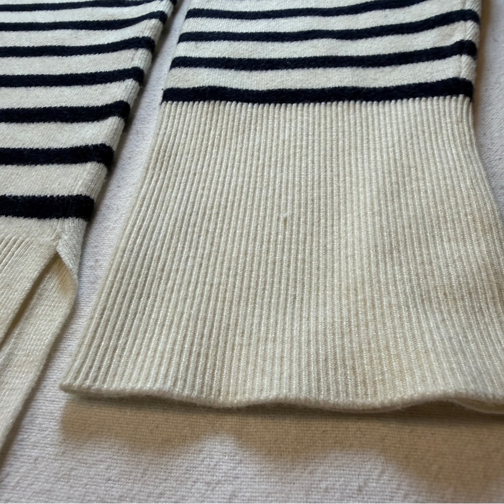 Mango Striped V-Neck Sweater Long Sleeve Cream & Black Stripe XS - Picture 8 of 12